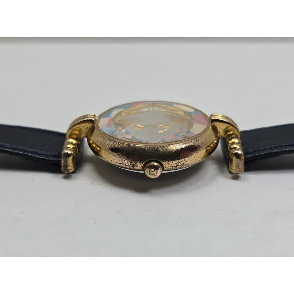 Vintage Fossil Womens Prism Mother Of Pearl Mosaic Watch Gold Tone New Battery